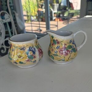 Vintage Floral Cream and Sugar Set